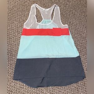 Pink teal grey tank
